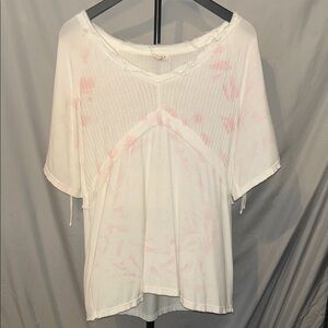 POL white with pink tie dye. Size Small.tag upside down.